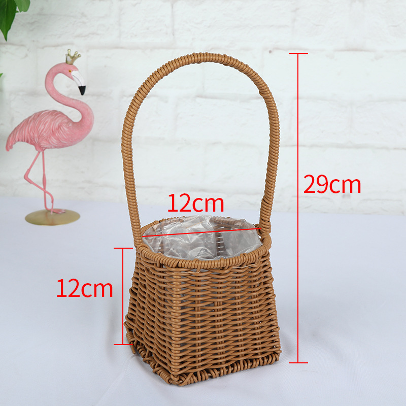 Cestas de flores de caña tejidas a mano canasta de mano pastoral creativa Qixi Festival de caña floral decorativa canasta huevo