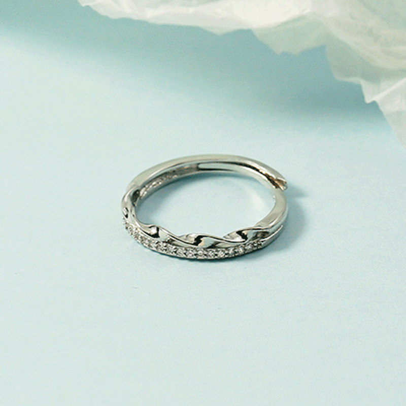 Bague alimentaire à bouche ouverte au design minimaliste en diamant à motif torsadé version coréenne avec personnalité à la mode, polyvalente_voghion.com