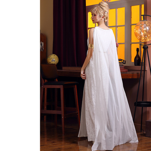 Halloween costume deep V sexy cosplay Nordic mythology Greek Liberty goddess slit skirt dress