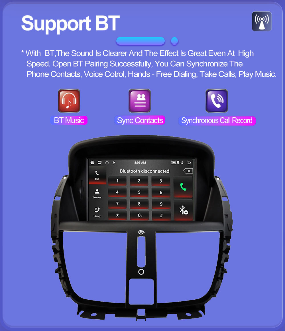 Suitable for 7inch Peugeot 207Cc Android Car Gps High-Definition Screen Mp5 Bluetooth Navigation All-In-One Carplay