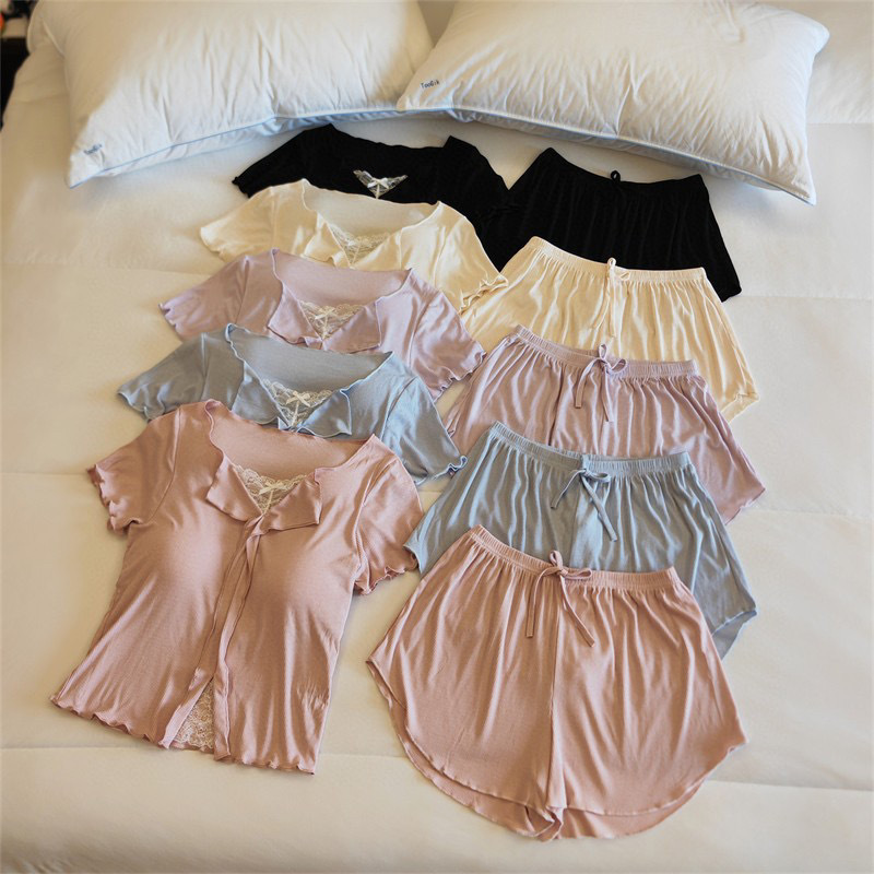 Little Red Book Modal Pajamas Women's Spring and Summer with Chest Pad Internet Popular Style Home Clothes Soft Soft and Comfortable Home Little Red Book Modal Pajamas Women's Spring and Summer with Chest Pad Internet Popular Style Home Clothes Soft Soft and Comfortable Home