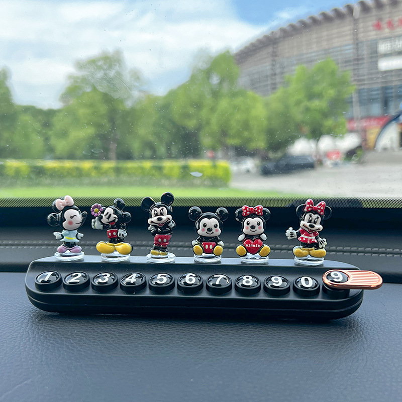 Cartoon Mickey Temporary Parking Number Plate, Cute Mickey Mouse Creative Car Moving Phone Plate, Aromatherapy Car Interior Decoration