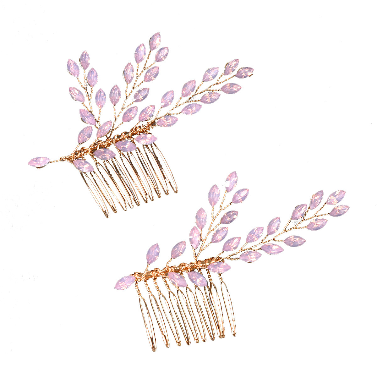 bridal headwear diamond light blue insert comb crystal handmade hair comb