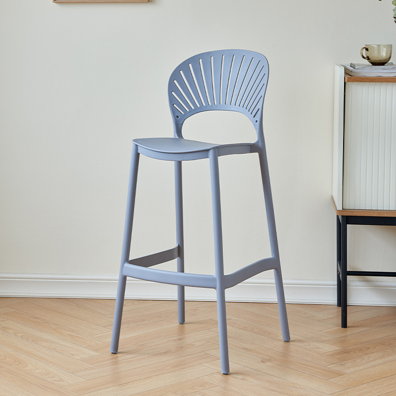 Silla de bar con respaldo superpuesta minimalista nórdico PP silla de bar de concha de plástico