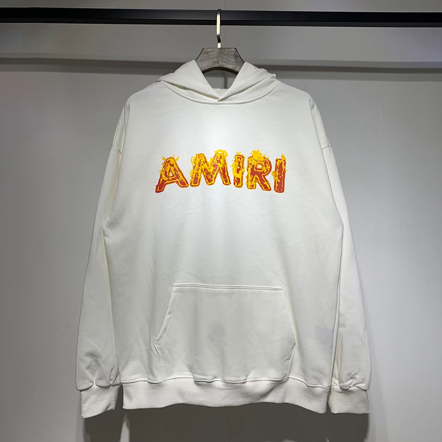 AMIRI suéter colección de letras de impresión transfronterizas 360 gramos de anillo masculino suelto casual sudadera encapuchada