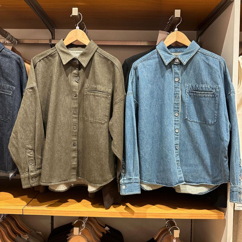Denim loose-fit shirt jacket/long-sleeve washed product women's collaboration shirt 2026 spring/autumn 492123 Denim loose-fit shirt jacket/long-sleeve washed product women's collaboration shirt 2026 spring/autumn 492123