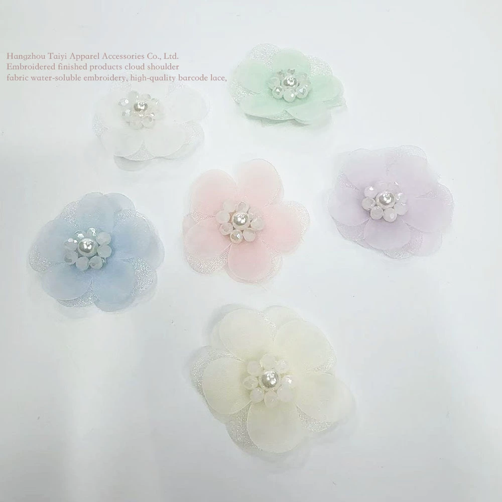 Новый стиль Мори ручной работы из бисера с двойным стразом Материал одежды украшает DIY аксессуары 3D одежда многоцветный маленький цветок