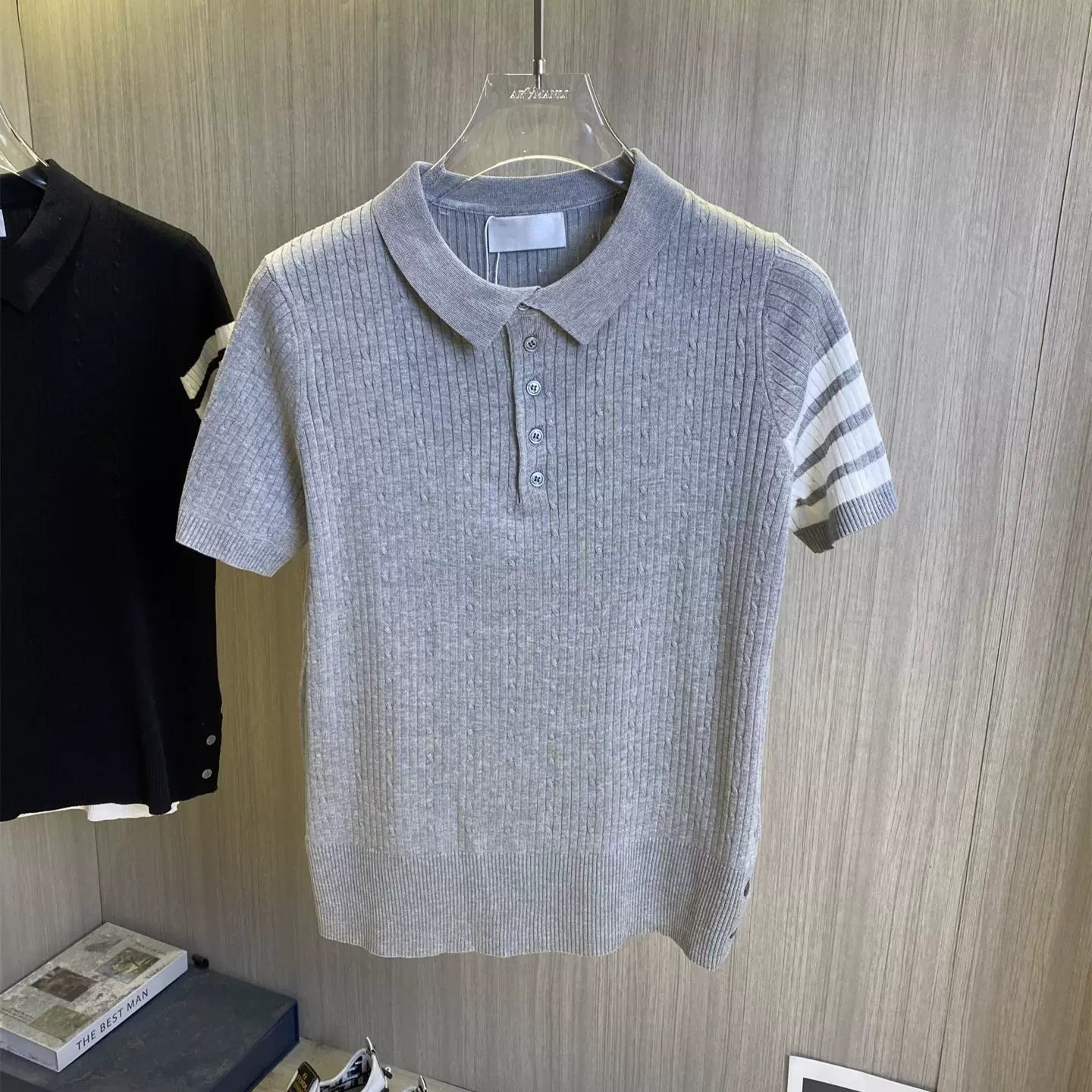 Polo camiseta de punto camiseta de manga corta hombre cuatro barras TB rayas tricolores torsión vieja fábrica de viento de dinero transfronterizo al por mayor