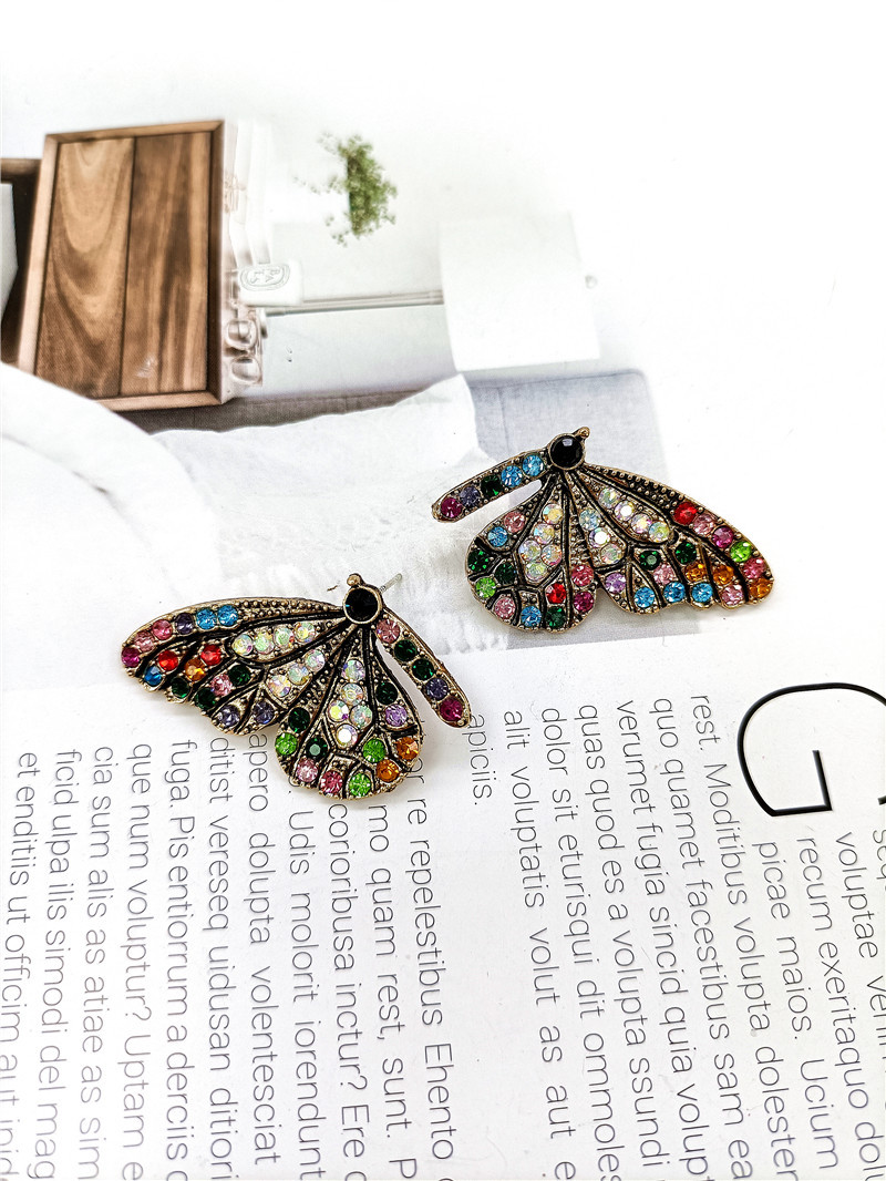 European And American Colorful Diamond Butterfly Earrings display picture 1