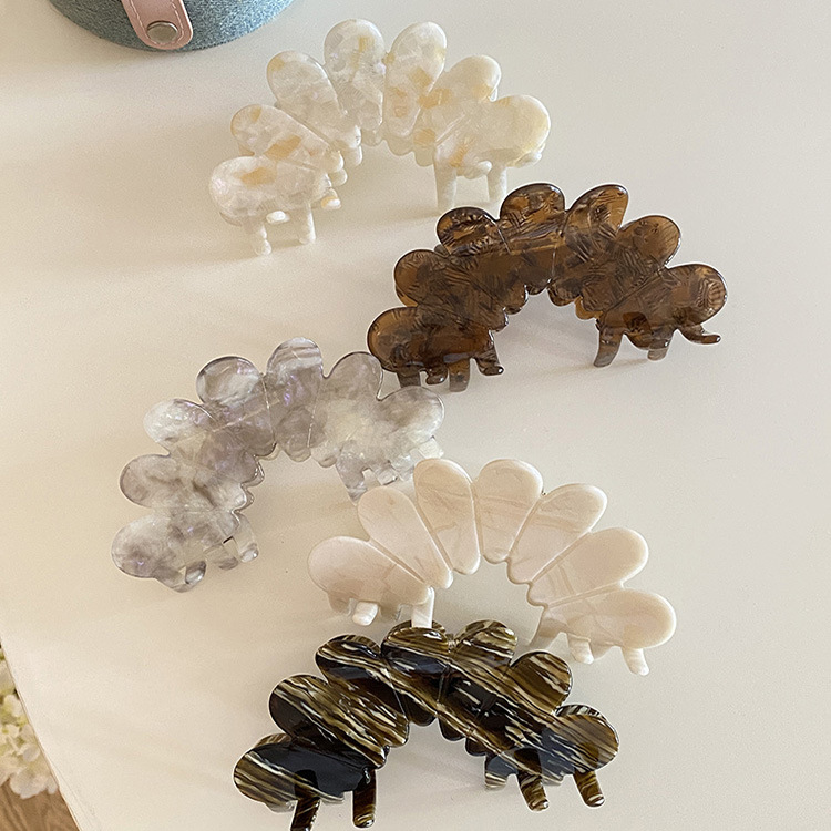 Hair Claws Hair Accessories Type French Elegant Acetate Petals Grip Women's Elegant High Sense Barrettes Back Head Updo Shark Clip Hairware