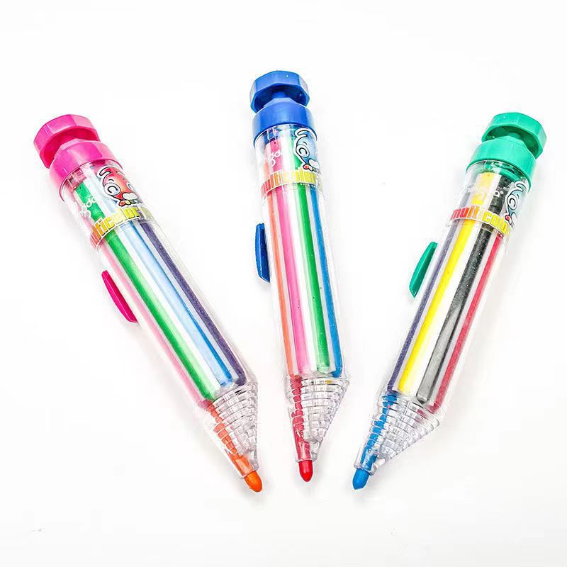 Children's push crayons do not dirty hands and can be rotated 8-color push crayons creative colorful children's painting plastic crayons