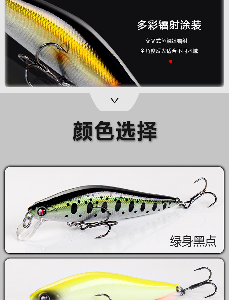 Sinking Minnow Lures Shallow Diving Minnow Baits Fresh Water Bass Swimbait Tackle Gear