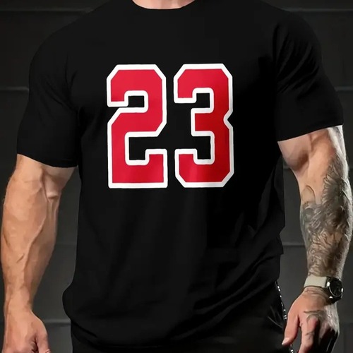 Summer Striped Digital Pattern Short-Sleeve T-Shirt for Men, Round Neck, Versatile Casual Sports Top ME13