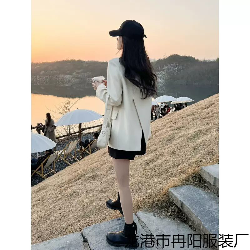 休闲西装外套女2025新款春秋小个子韩版气质宽松开叉高级感小西服