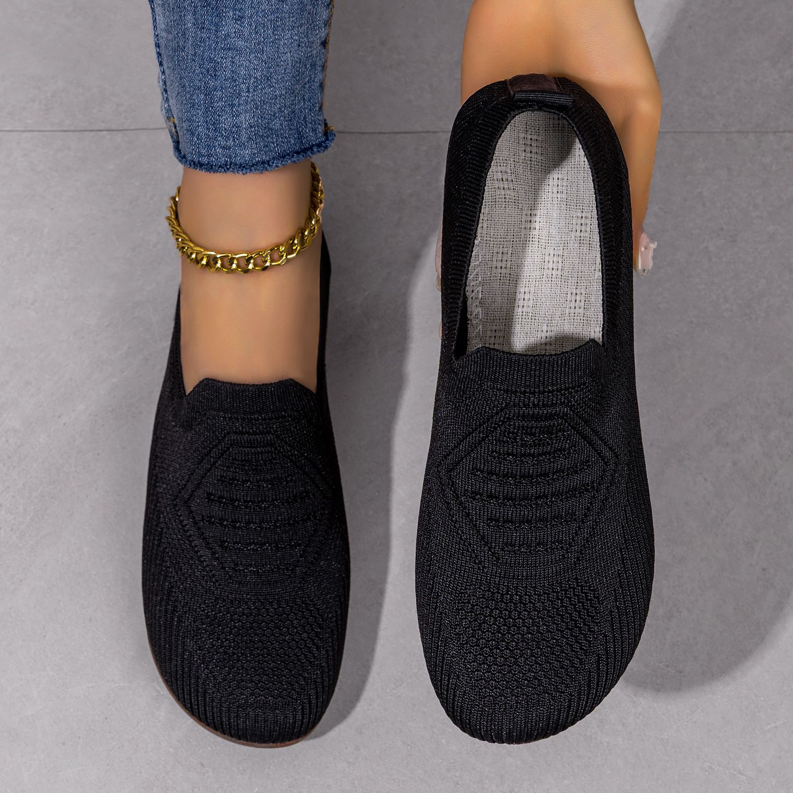 Zapatos de mujer TEMU zapatos de mujer transfronterizos grandes zapatos planos ligeros transpirables zapatos de tela de vuelo cómodos zapatos casuales poco profundos image 3