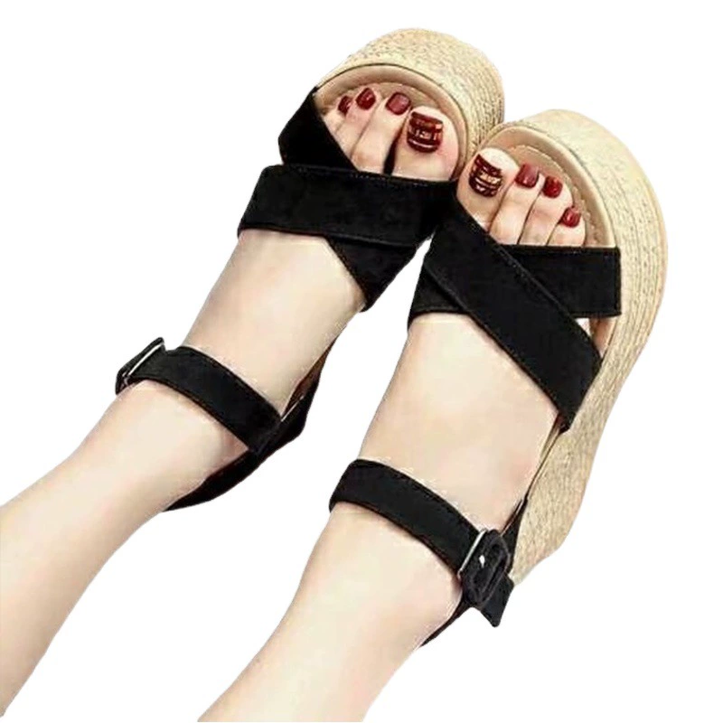 Трансграничные сандалии больших размеров 2022 зима Новая платформа на платформе, однотонные замшевые женские сандалии