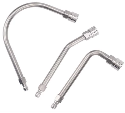 Cross-Border High-Pressure Water Gun Stainless Steel Eaves Cleaning Rod 1/ 4inch Extension Rod Extension Rod 4000Psi Set (High pressure car wash water gun) - stainless-steel-3-piece-set-large-u25-degree-bend90-degree-bendabout-15cm-long