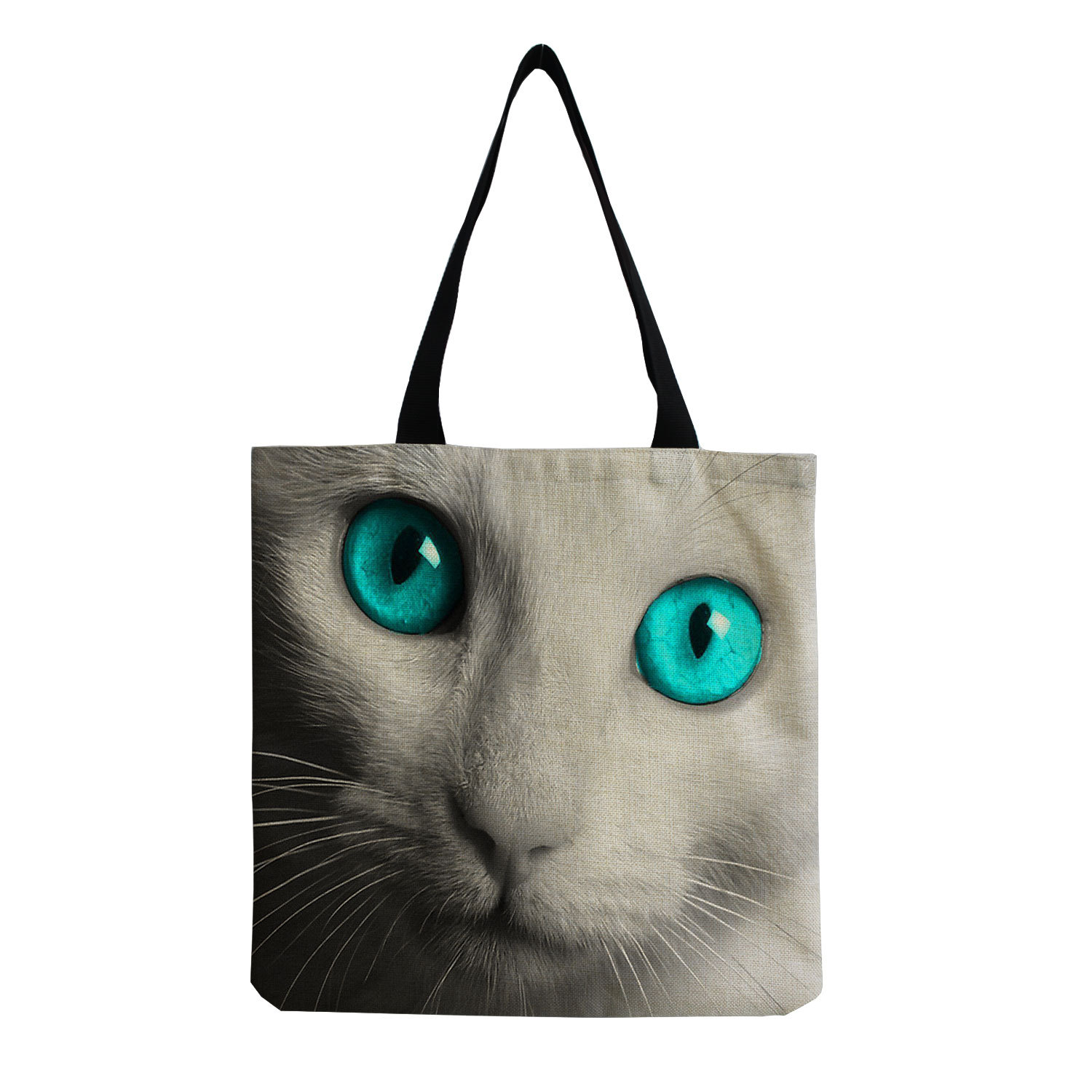 61g Weight Open Closure Type Double Handle Strap Type Tote Bag Bags Type Casual, Daily, Shopping Occasion cotton and linen Material Cat Pattern All Seasons Season Women's Gender Cute Style Square Shape Women's Cotton And Linen Cat Cute Square Open Tote Bag 6