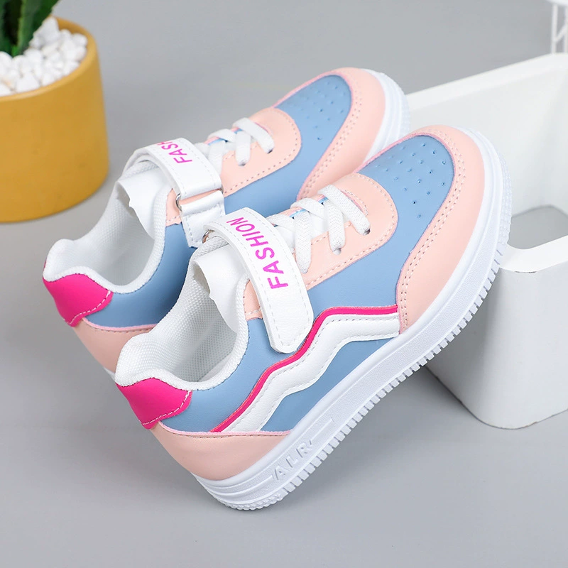 Кроссовки для девочек 2023, весна и осень, новая детская повседневная обувь, нескользящая кожаная детская обувь для досок, детская обувь на мягкой подошве