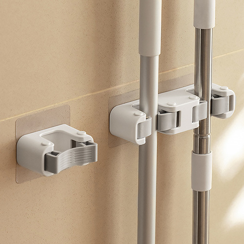 Lazy Corner Mop Hook Bracket Without Drilling Wall Mount Bathroom Mop Storage Rack Adhesive Strong Fixing Clip
