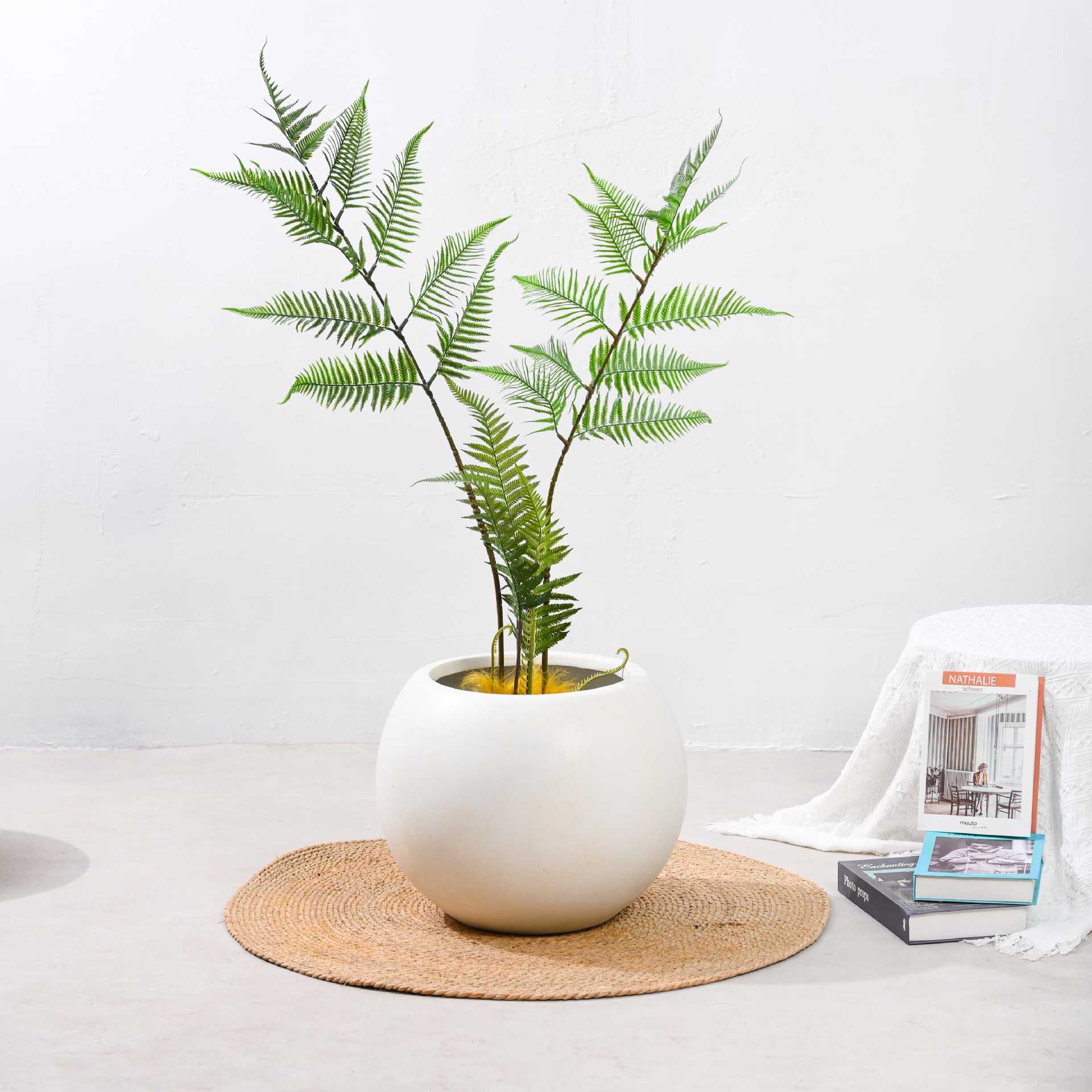 Lodo de magnesio del norte de Europa gran maceta de flores esférica suave minimalista gran flor de gran tamaño sala de estar decoración de la villa de alojamiento residencial centro comercial