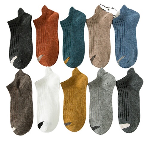 Socks Men's Socks Spring and Summer Thin Solid Color Cotton Ear Guards and Anti-Falling Men's Shallow Mouth Invisible Crew Socks Wholesale