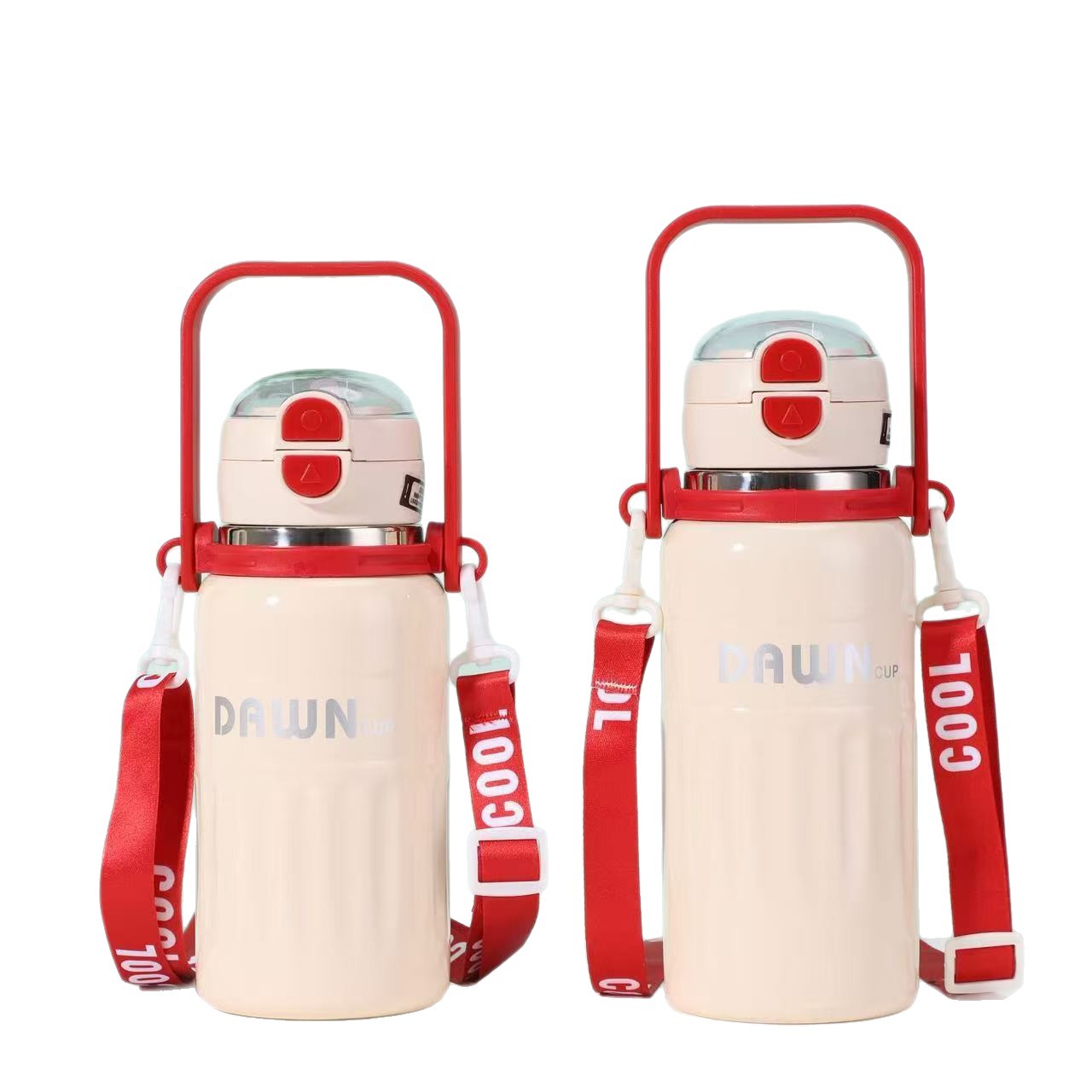 Neuer, isolierter Trinkbecher aus Edelstahl 316 mit großem Fassungsvermögen, tragbar, hochwertig, mit zwei Trinköffnungen und Strohhalm, einfachem Pop-Up-Deckel, ideal für Outdoor-Sportarten_voghion.com