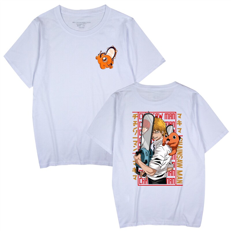 RiMan Peripheral Chainsaw Man Chain Saw Man Chainsaw Man Cartoon Men's and Women's Printed T-Shirt Top