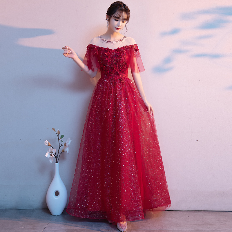 Pregnant Women's Wine Red One-Shoulder Wedding Dress for Summer 2026, High-Waisted, Tummy-Covering, Plus-Size Bridal Gown