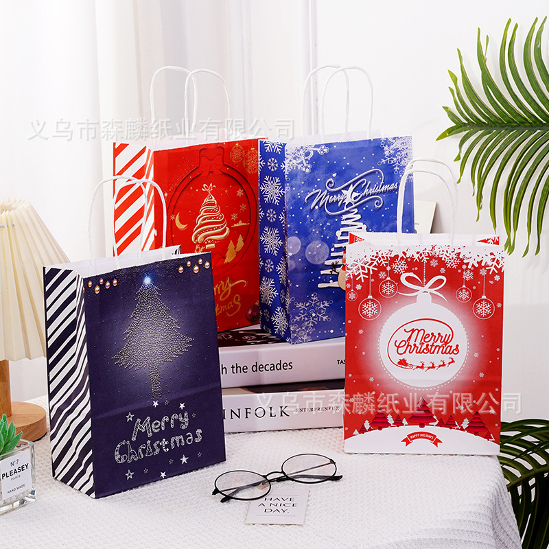 12 bolsas de regalo de Navidad, bolsas de papel kraft, bolsas de embalaje creativas para hornear, bolsas de mano, nuevas bolsas transfronterizas