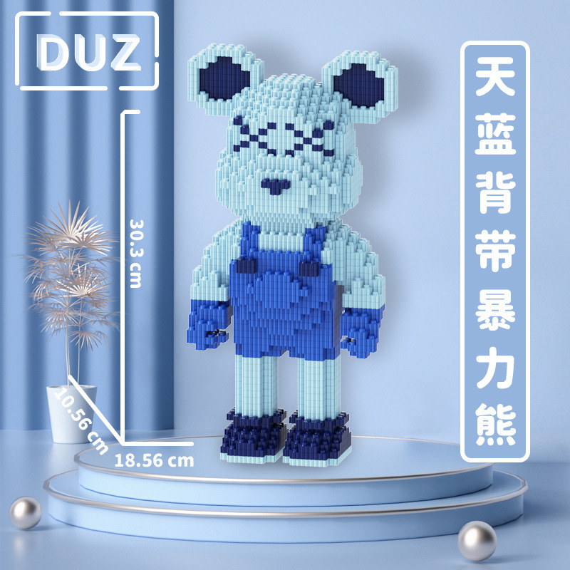 Bloques de construcción de partículas de muñeca al por mayor, bloques de construcción de juguete educativos, oso violento para padres e hijos, compatible con Lego