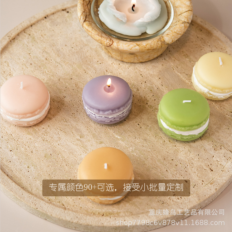 Ventas transfronterizas de macarón sin humo de aroma vela dulce lindo regalo de cumpleaños regalo al por mayor venta caliente