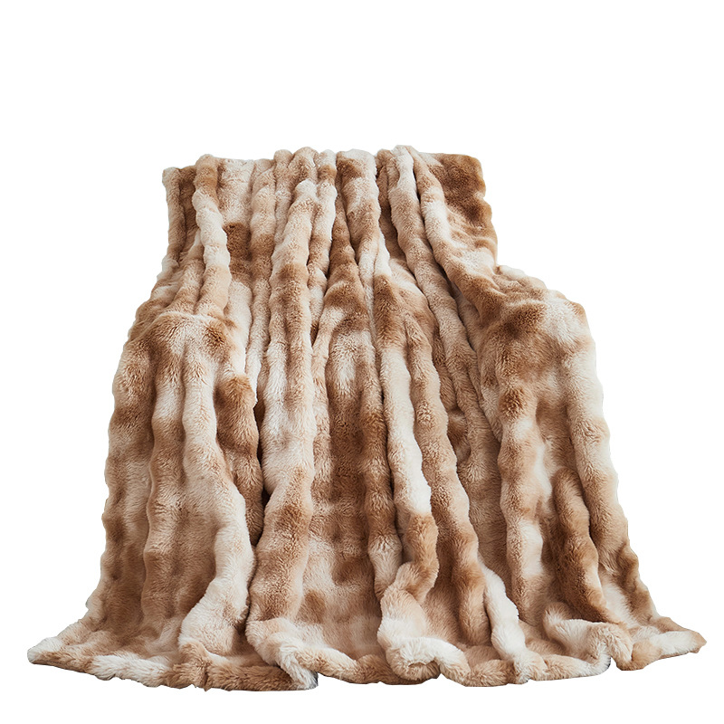 跨境毛绒盖毯兔毛绒毛毯加厚冬季毯子床上用珊瑚绒沙发盖毯午睡毯