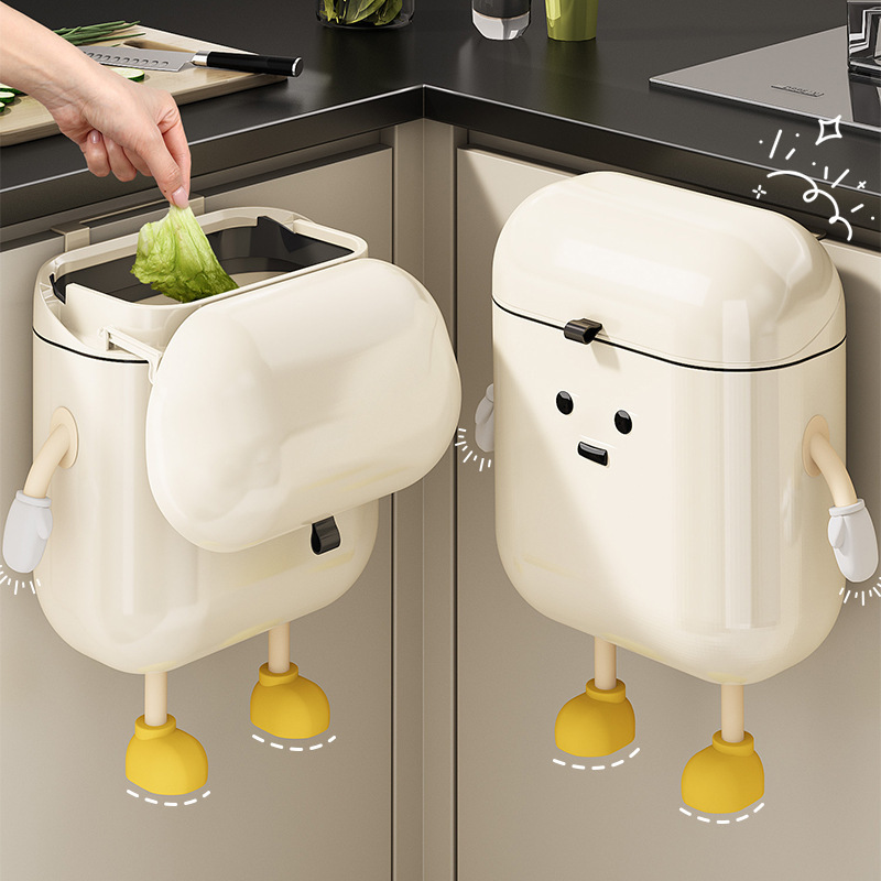 Wall-Mounted Kitchen Trash Can for Home Use, 2024 New Model, Stylish Design with Lid, No Need to Bend Over, Large Capacity, a Must-Have Gadget