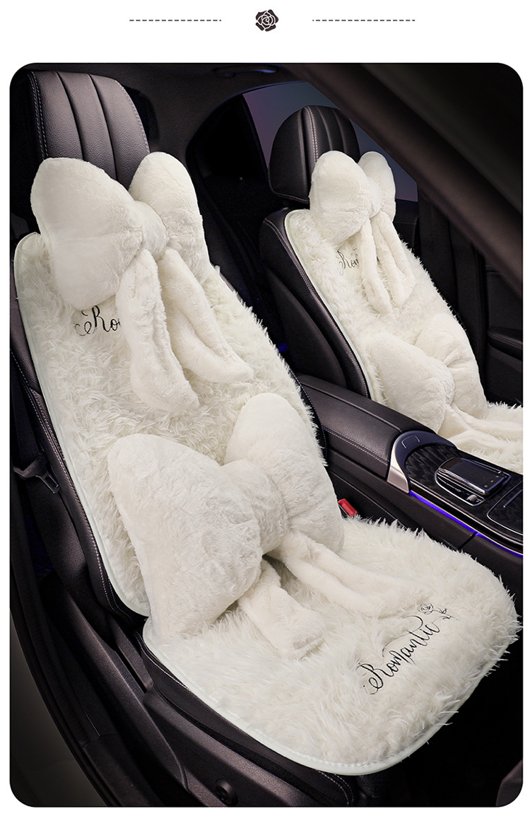 Car Seat Cushion Autumn and Winter Plush Warm Car Seat Cushion Popular Accessible Luxury High-End Bow Car Seat Cover