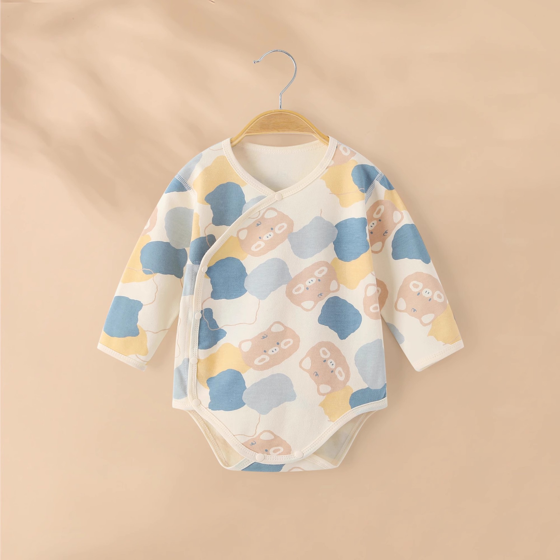 Nyfödd baby body i bomull med lång ärm för höst och vår_voghion.com