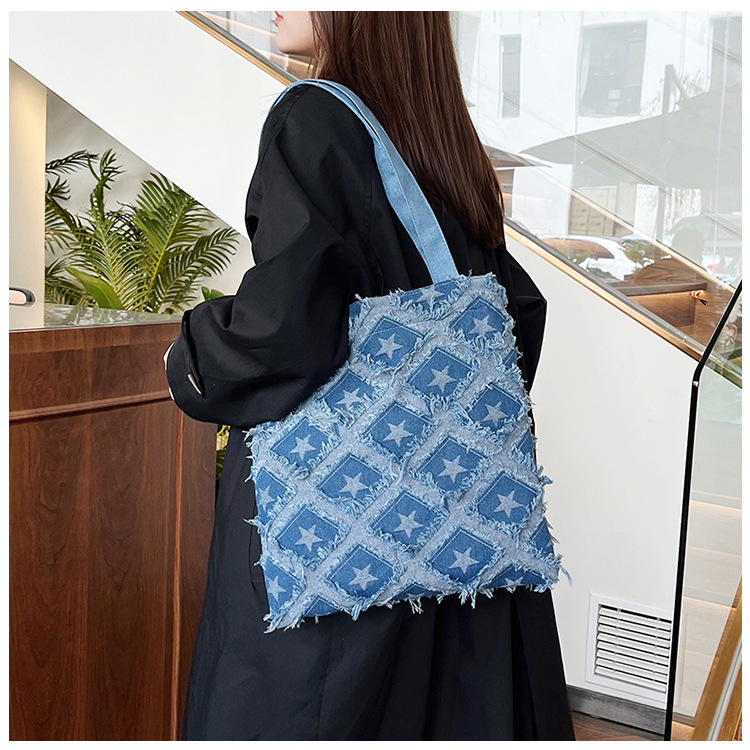 2024 New bucket bag, starry fringed fringe single-shoulder bag, autumn trendy and personalized design handbag, crossbody bag undefined