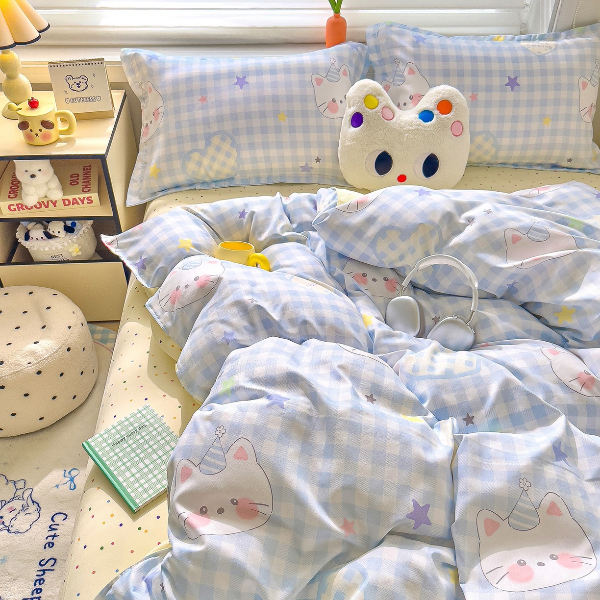 ins dormir desnudo cuatro piezas de sábanas de algodón imitación cubierta madre y bebé clase A dormitorio tres piezas de ropa de cama regalo