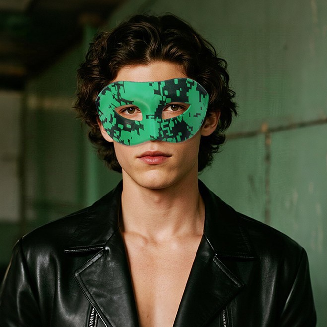 Halloween de alto grado adultos camuflaje máscara de mitad de cara decoración de disfraces de hombre fiesta máscara de cabeza plana de plástico