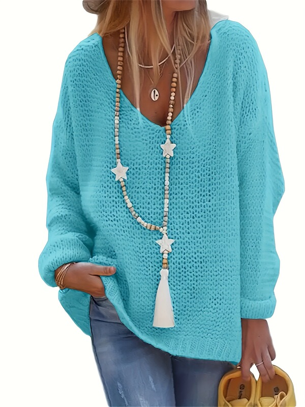 2025 New Cross-Border Dropshipping Large Size V Neck Pointed Knitted Sweater Soft Long Style 2025 New Cross-Border Dropshipping Large Size V Neck Pointed Knitted Sweater Soft Long Style