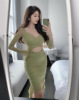 Long sleeved hollow slim fit irregular dress