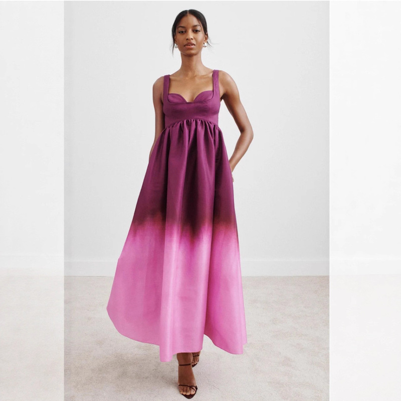 2025 Fast Mirror European and American Style Short-Sleeved Loose Solid Color Maxi Dress Casual Long Skirt with Pockets