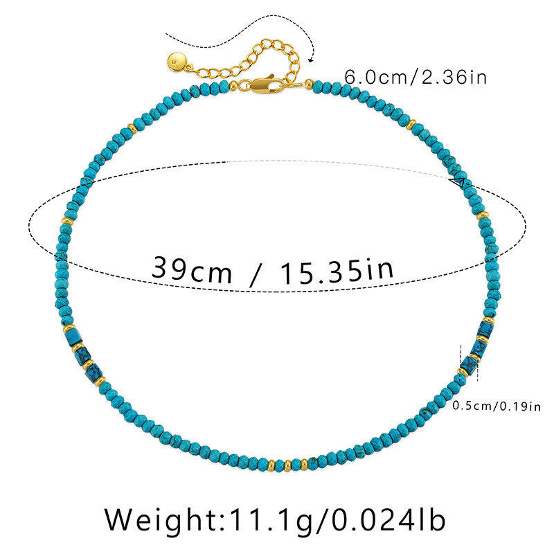 Fashion Round natural stone Copper Necklace 1 Piece