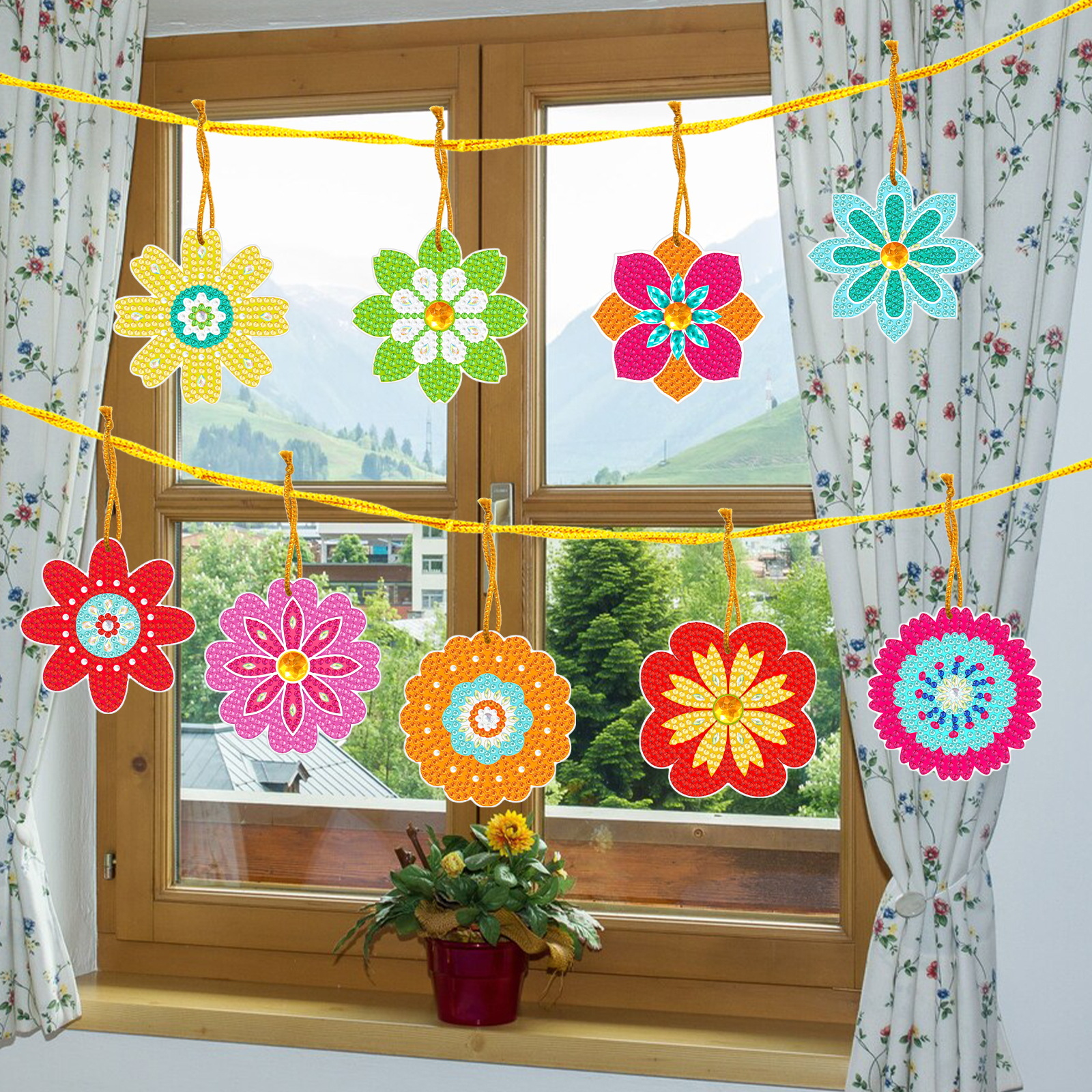 Pintura de diamante de primavera nueva pintura de diamante hecha a mano serie de flores de primavera DIY decoración colgante