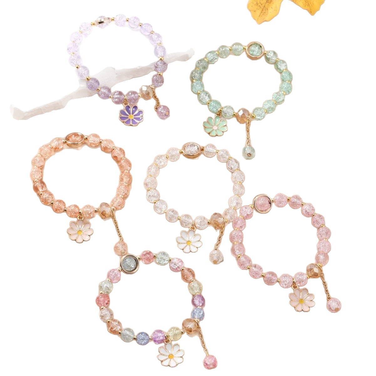 Cuentas explosivas, margaritas, pulseras de celebridades de Internet, arte femenino, flores frescas, novias, pulseras de bricolaje, fuente de transmisión en vivo, accesorios