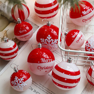 Red and white plastic Christmas ball suit jelly ball 6 Christmas tree pendant hanging ball hanging decoration in stock