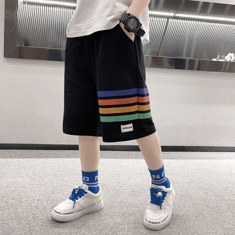 Summer boys' shorts cotton breathable sweat-absorbent middle and big children's fifth pants loose cool handsome outer wear sports pants middle pants