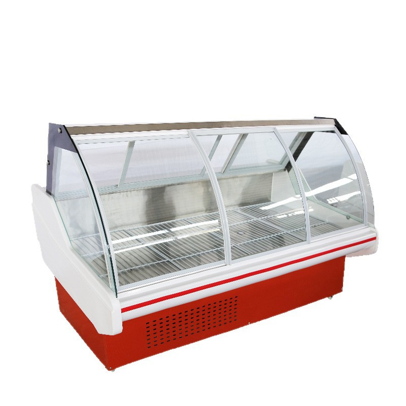 Gabinete de exhibición de alimentos cocinados supermercado fresco comercial salado carne fría salado congelador congelador de vidrio de barbacoa congelador