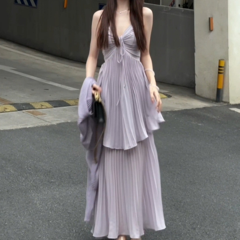 2025春夏上新仙女范法式甜辣吊带连衣裙其它私服名媛御姐风无袖|undefined