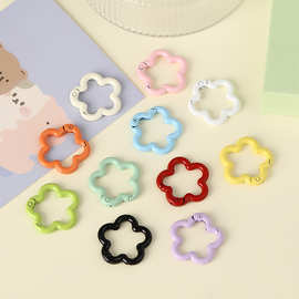 开口五瓣花弹簧扣烤漆金属彩色花朵钥匙扣手机链饰品连接环配件